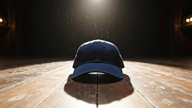 Baseball cap on stage spotlight.
