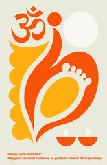 Obraz premium Bold vector Guru Purnima graphics, Indian spiritual aesthetics, teacher's feet, decor