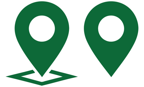 Green location icons map pins for navigation gps and geographic data