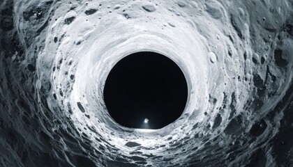 Fototapeta premium Abstract Black Hole Vortex Tunnel with Light at the End.