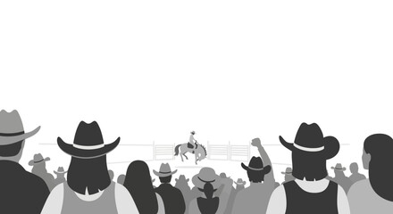 Rodeo Crowd Watching Cowboy Ride Horse in Arena - Western Entertainment © zian