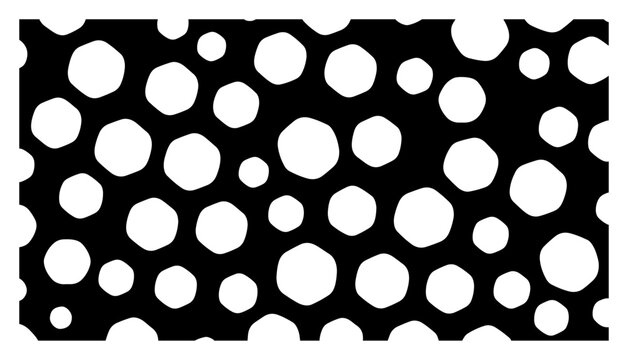Irregular circle and polka dot shapes seamless pattern in high contrast style