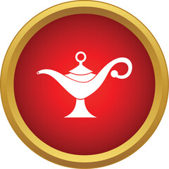 Obraz premium Genie lamp symbol inside red circle with golden border