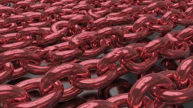 Abstract Red Metallic Chains Interconnected Pattern Background.