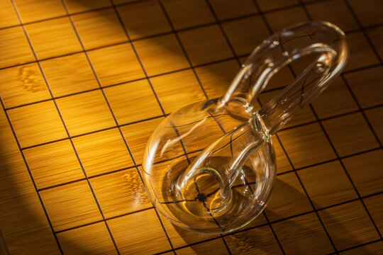 Glass Klein bottle close up in warm sunlight