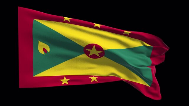 Grenada flag waving in the wind. Caribbean island nations travel tourism geography culture politics education patriotic news broadcasts digital uses such as website headers online presentations.
