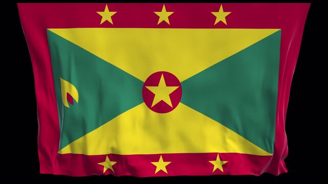 Grenada flag waving in the wind. Caribbean island nations travel tourism geography culture politics education patriotic news broadcasts digital uses such as website headers online presentations.