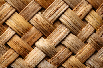 Obraz premium Natural rattan woven texture background with warm neutral tones