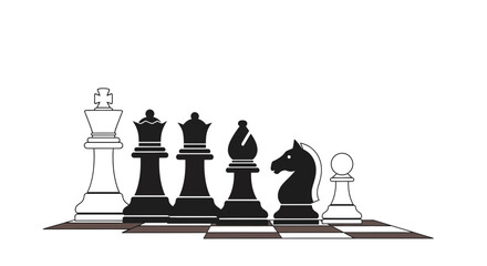 Chess Pieces Set: King, Queen, Rook, Bishop, Knight, Pawn - Strategy Game © nei