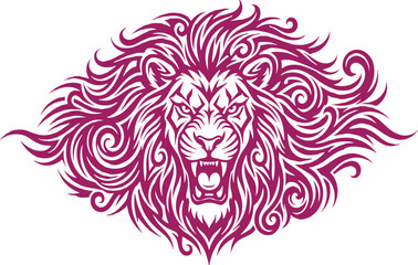 Roaring lion head with intricate mane design © Rubel1206