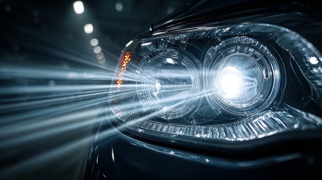 Modern Car Headlight with Bright LED Beams