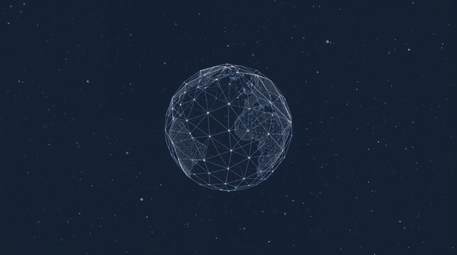Planet Eart composed of polygon. interconected digital concept. Low poly vector illustration of a starry sky or Comos. The planet earth consists of lines, dots and shapes. 