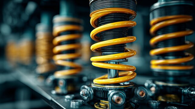 Performance Car Shock Absorbers with Yellow Springs, Automotive Suspension System