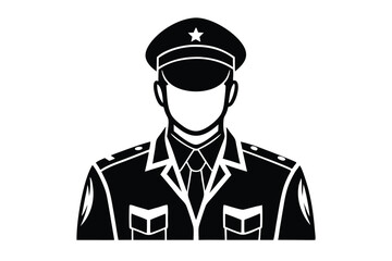 military serviceman silhouette line art vector illustration © kanchanrani