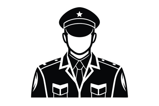 military serviceman silhouette line art vector illustration