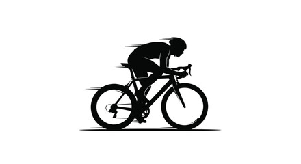 Fototapeta premium Cyclist riding a road bike black silhouette