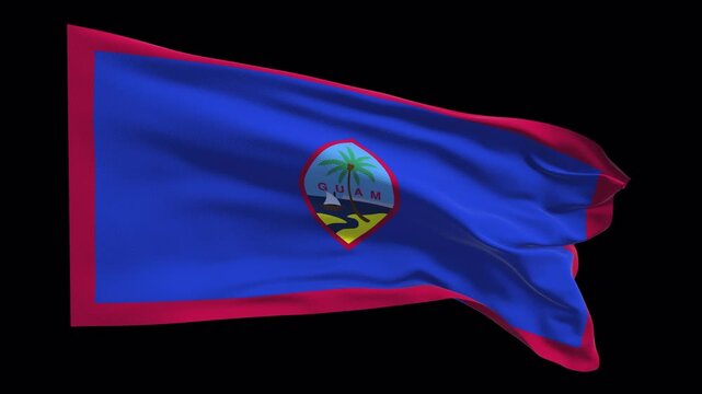 Guam flag waving in the wind. Micronesia Oceania Pacific islands United States territories geography travel culture politics education news broadcasts digital uses website headers online presentations
