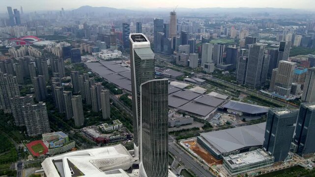 Aerial View of Nanjing Modern Business District Skyline in Nanjing, Jiangsu, China