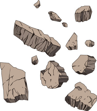 アニメ風の砕け散る岩イラスト01｜Anime Style Crushed Rock Vector_01