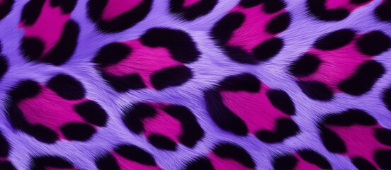 Obraz premium Seamless leopard print pattern in vibrant purple and pink colors, stylish animal skin texture for fashion design