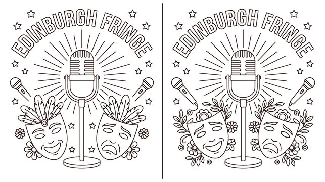 Comedy and drama theater masks for edinburgh fringe festival art.