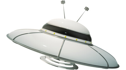 UFO, aliens spaceship flying, isolated on transparent background © Muhammad