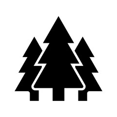 Fototapeta premium Pine trees icon. Nature and forestry filled symbol. Black and white.