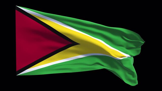 Guyana national flag waving in the wind. South America Caribbean regional themes international affairs geography education politics culture travel visuals news broadcasts website headers  online prese