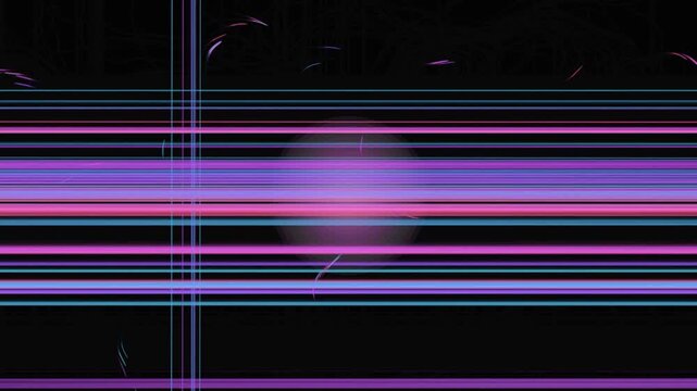 Futuristic Cyberpunk Abstract Neons: Glowing Lines and Purple Orb Background 4K_loop