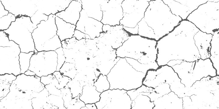 White and black rough, scratch, splatter grunge pattern design brush strokes. ground cracks, breaks on land surface from earthquake. white plaster cracked old wall vintage design.