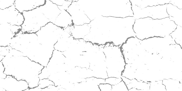 White and black rough, scratch, splatter grunge pattern design brush strokes. ground cracks, breaks on land surface from earthquake. white plaster cracked old wall vintage design.