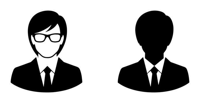 Business People Icons, Professional Men Silhouettes, Corporate Avatars, Team Members, Employee Profiles, User Icons, Vector Set