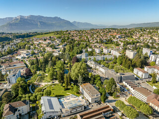 Fototapeta premium Bird's eye view of Voiron cityscape
