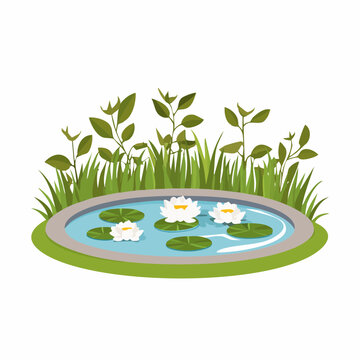 Gartenteich mit wei&szlig;en Seerosen