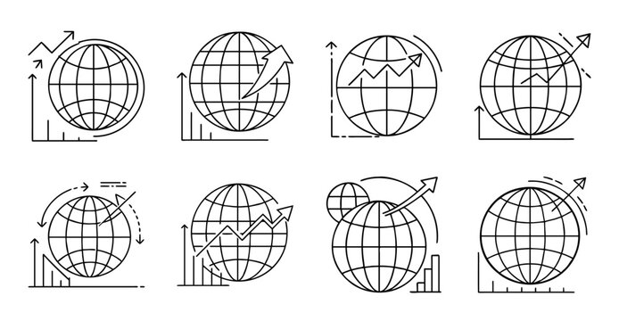Globe maps showing climate zones and weather patterns - Illustrated globe diagrams depicting climate zones, weather patterns, and atmospheric conditions with clear visual distinctions.