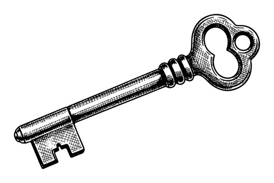 vintage skeleton key sketch antique vector black shape