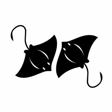 Manta ray fish couple silhouette vector illustration isolated on white background
