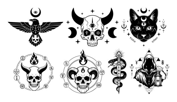occult mystical esoteric symbols set vector