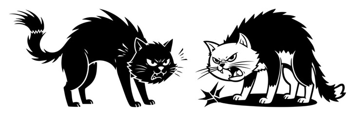 Obraz premium two angry cats fighting vector illustration