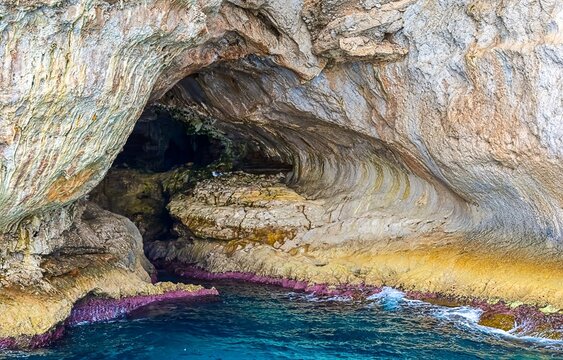 Capri island famous sea cave grotto rock formation