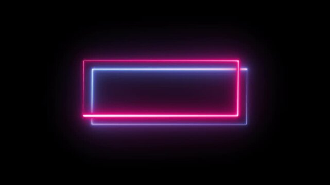 Neon Saber Double Frame Lower Third Animation on Transparent Background, Seamless 4K Loop