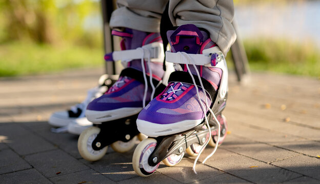 Kid Wearing Roller Skates On Feet