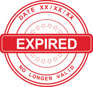 The expired rubber stamp seal displays a red EXPIRED label with date and validity information.