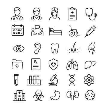 Premium, Medical Doctor Healthcare Line Icons Set &ndash; Modern Hospital, Clinic, Medicine Vector Collection