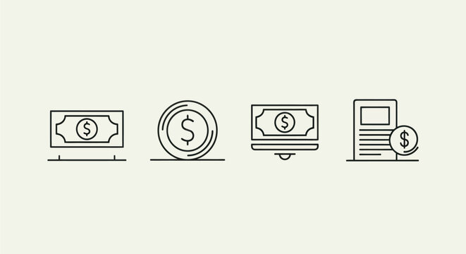 Financial icons representing currency