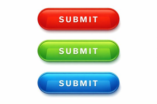 Three colorful capsule submit buttons in red green and blue