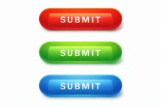 Three colorful submit button capsules in red, green, and blue