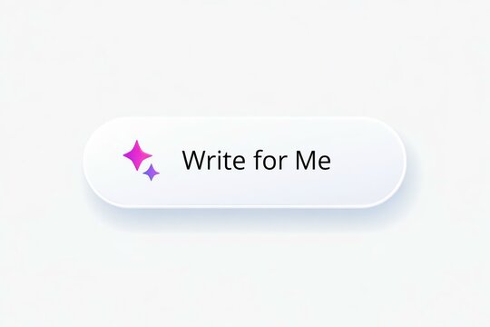 Modern flat button with write for me text and star icons