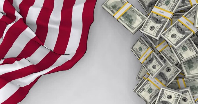Us flag and money american economy wealth finance concept