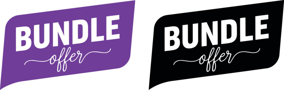 Bundle Offer Badge Set in Purple and Black for Promotions and Discounts, Vector Label Design